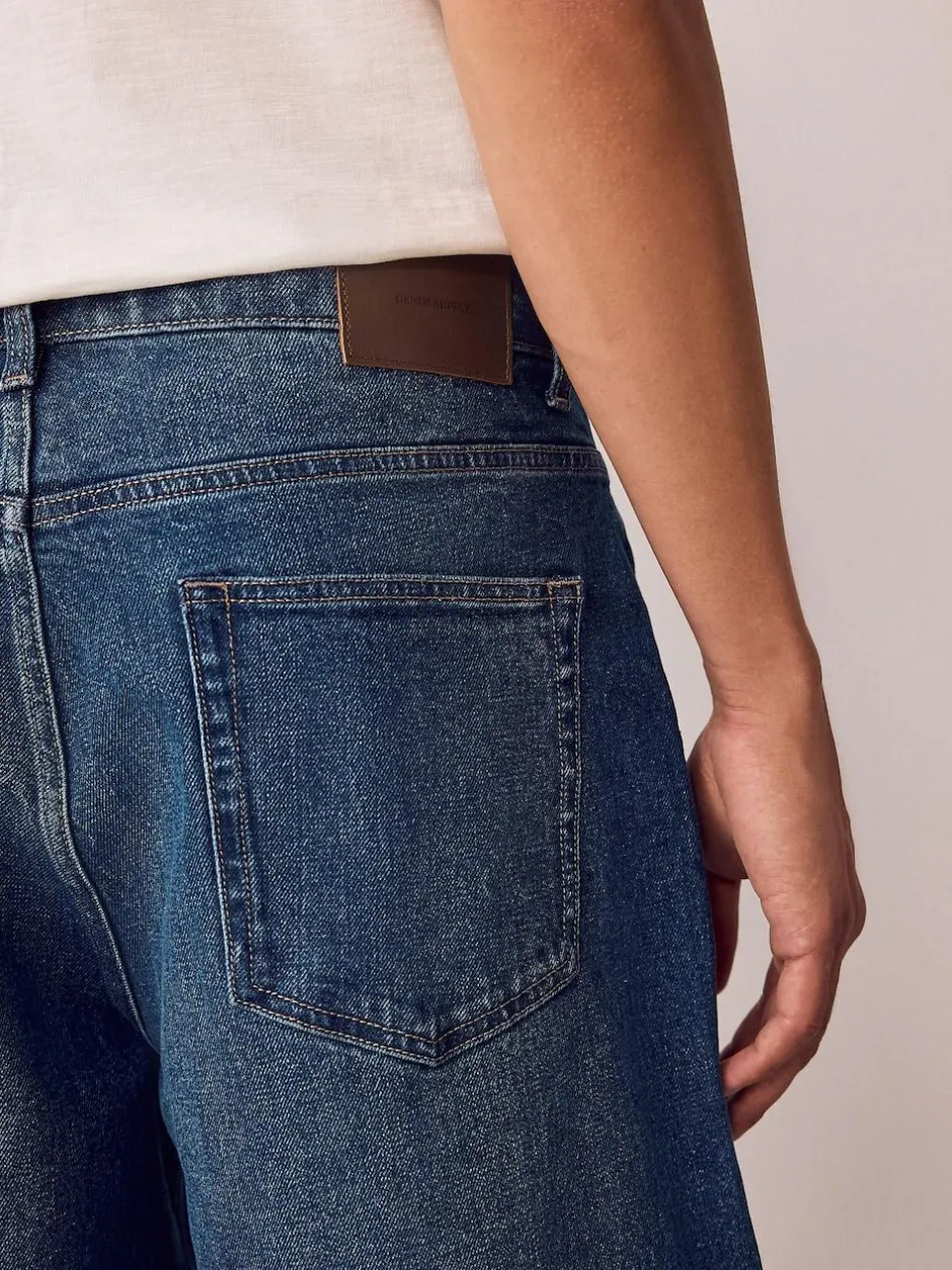 Next Barrel Fit Vintage Wash Denim Jeans Blue Classic Vintage New