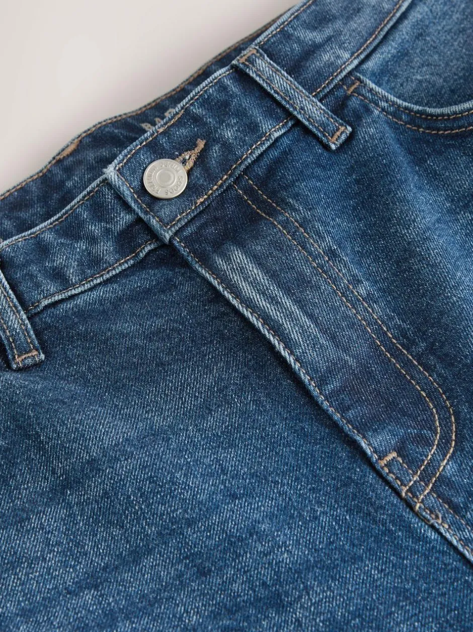 Next Barrel Fit Vintage Wash Denim Jeans Blue Classic Vintage New