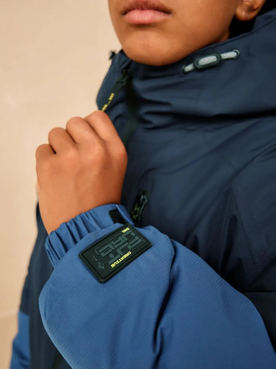 Next Waterproof Inner Wadded Coat (3-16yrs) Blue Colourblock Best
