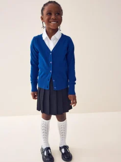 Next Blue Cotton Rich School V-Neck Cardigan (3-16yrs) Sale