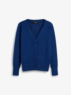 Next Blue Cotton Rich School V-Neck Cardigan (3-16yrs) Sale