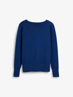 Next Blue Cotton Rich School V-Neck Cardigan (3-16yrs) Sale