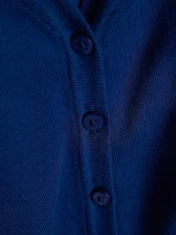 Next Blue Cotton Rich School V-Neck Cardigan (3-16yrs) Sale