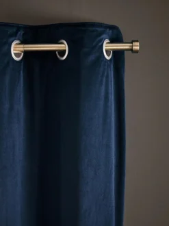 Next Blue Dark Navy Matte Velvet Super Thermal Curtains Sale