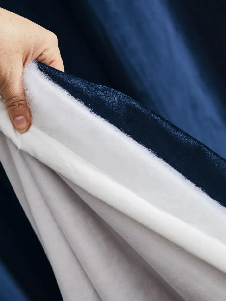 Next Blue Dark Navy Matte Velvet Super Thermal Curtains Sale