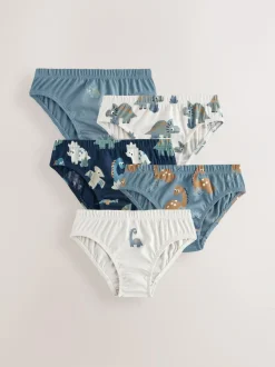 Next 100% Cotton Printed Briefs 5 Pack (1.5-10yrs) Blue Dinosaur Best