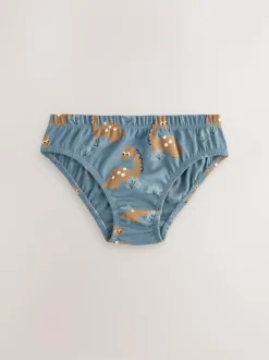 Next 100% Cotton Printed Briefs 5 Pack (1.5-10yrs) Blue Dinosaur Best