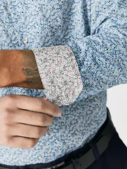 Next Blue Ditsy Regular Fit Long Sleeve Shirt Online