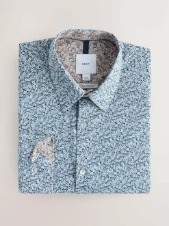 Next Blue Ditsy Regular Fit Long Sleeve Shirt Online