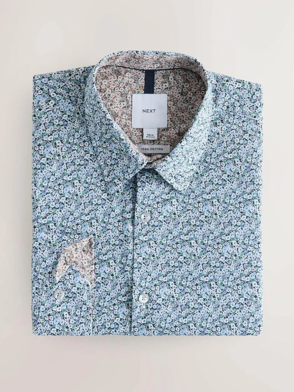 Next Blue Ditsy Regular Fit Long Sleeve Shirt Online
