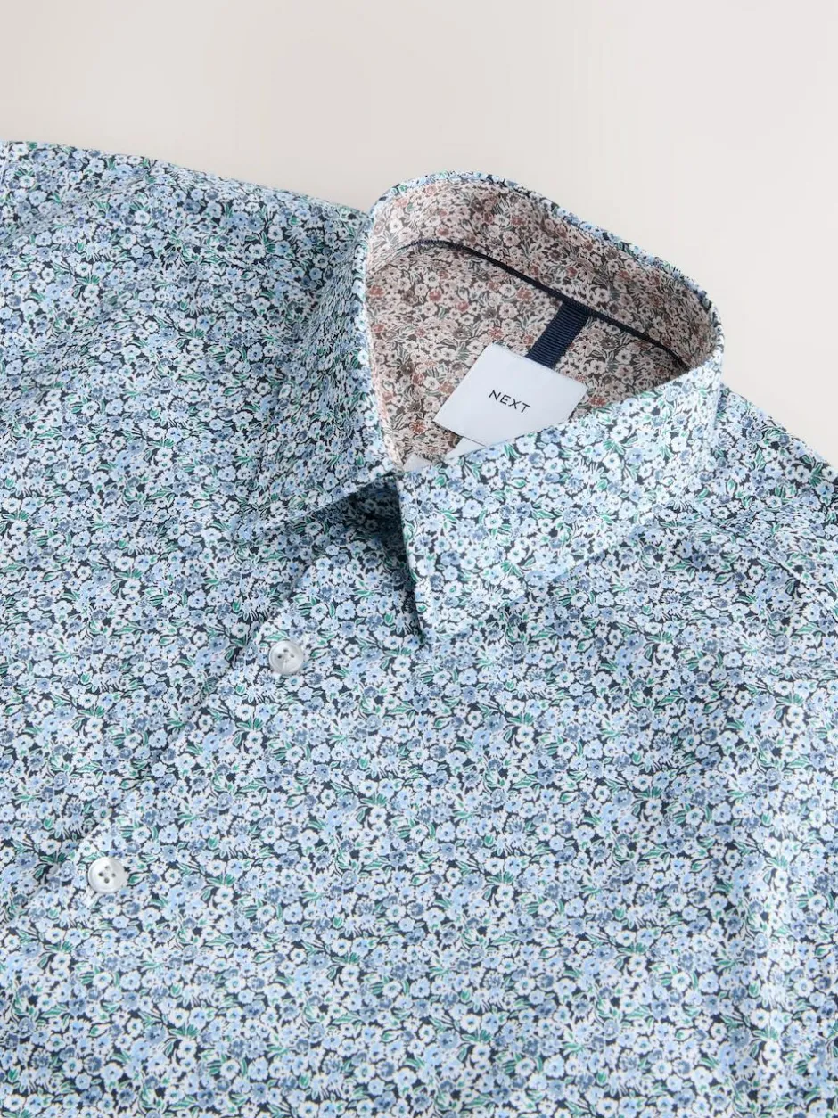 Next Blue Ditsy Regular Fit Long Sleeve Shirt Online