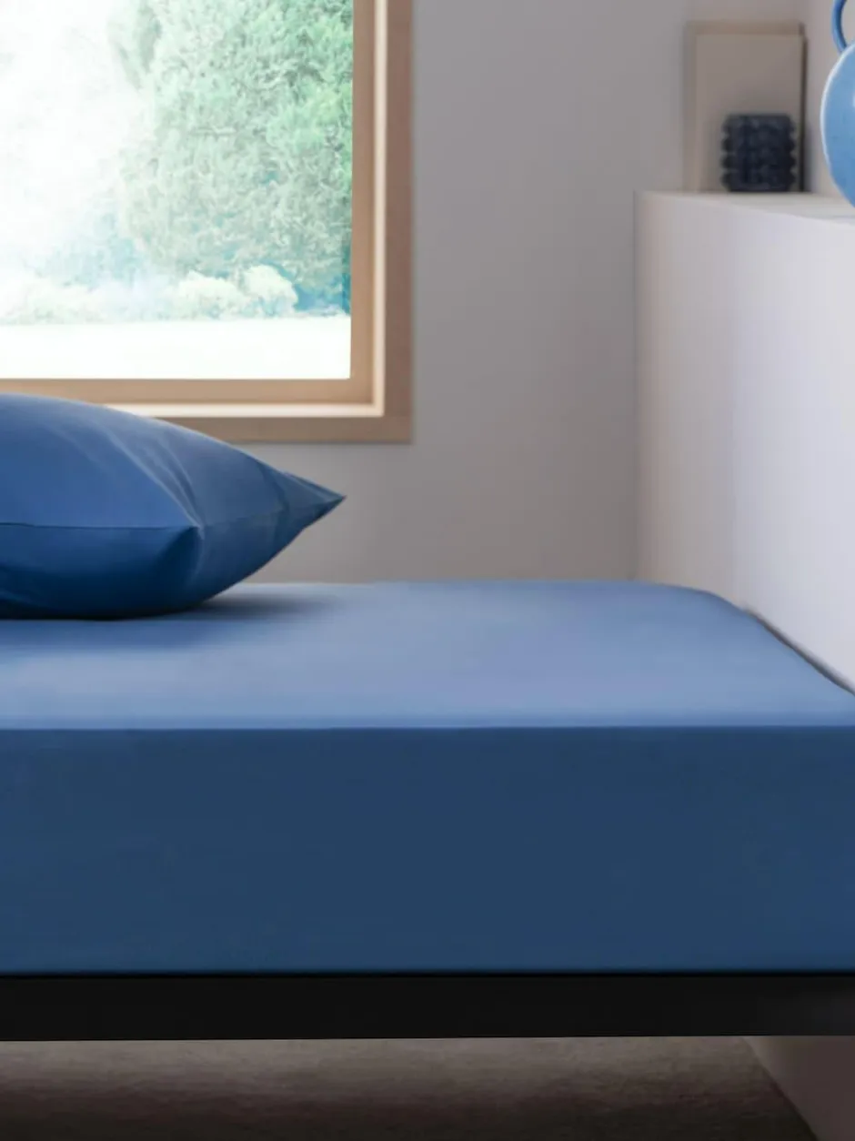 Next Blue Easy Care Polycotton Fitted Sheet Outlet