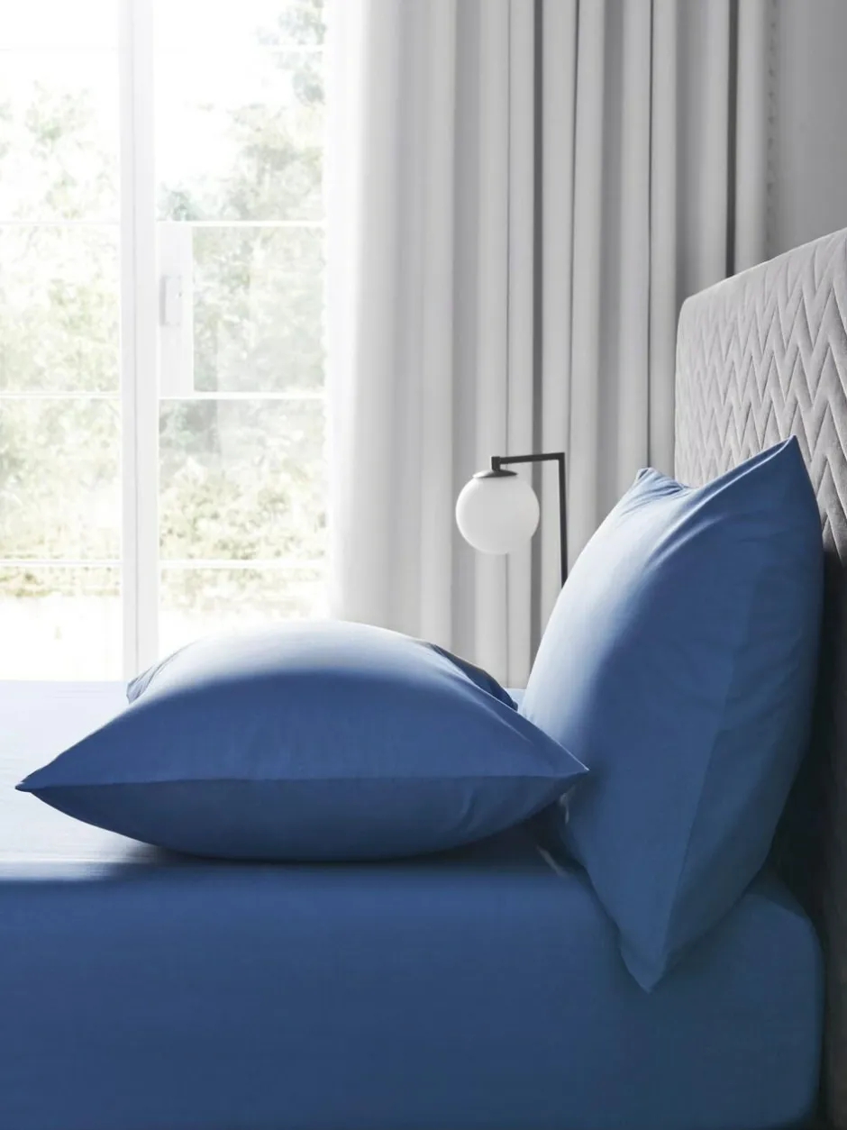 Next Blue Easy Care Polycotton Fitted Sheet Outlet
