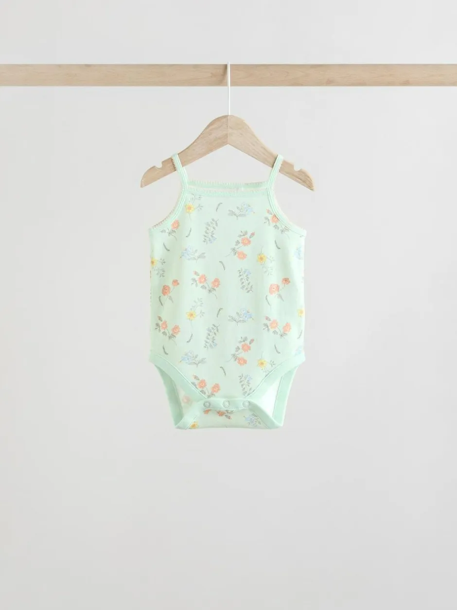 Next 5 Pack Vest Baby Bodysuits Blue Floral Clearance