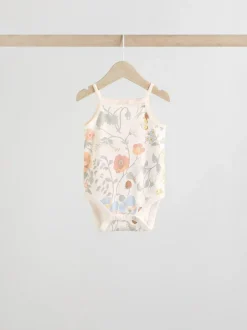 Next 5 Pack Vest Baby Bodysuits Blue Floral Clearance