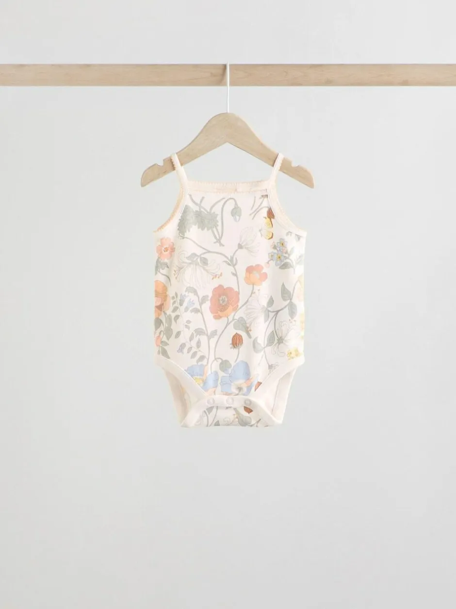 Next 5 Pack Vest Baby Bodysuits Blue Floral Clearance