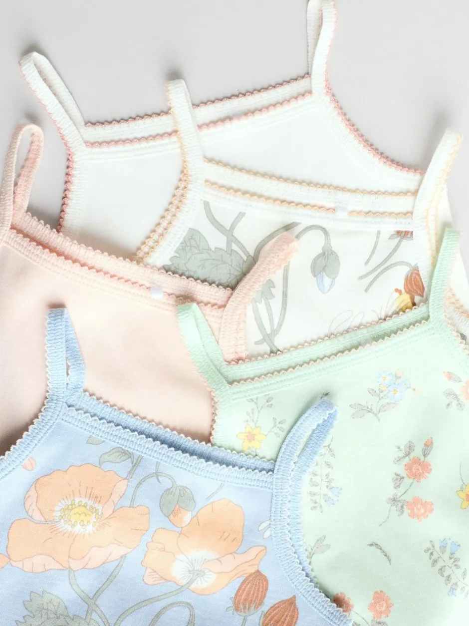 Next 5 Pack Vest Baby Bodysuits Blue Floral Clearance