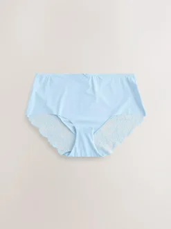 Next Blue Floral Midi No VPL Lace Back Briefs 5 Pack Clearance