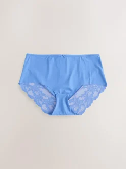 Next Blue Floral Midi No VPL Lace Back Briefs 5 Pack Clearance
