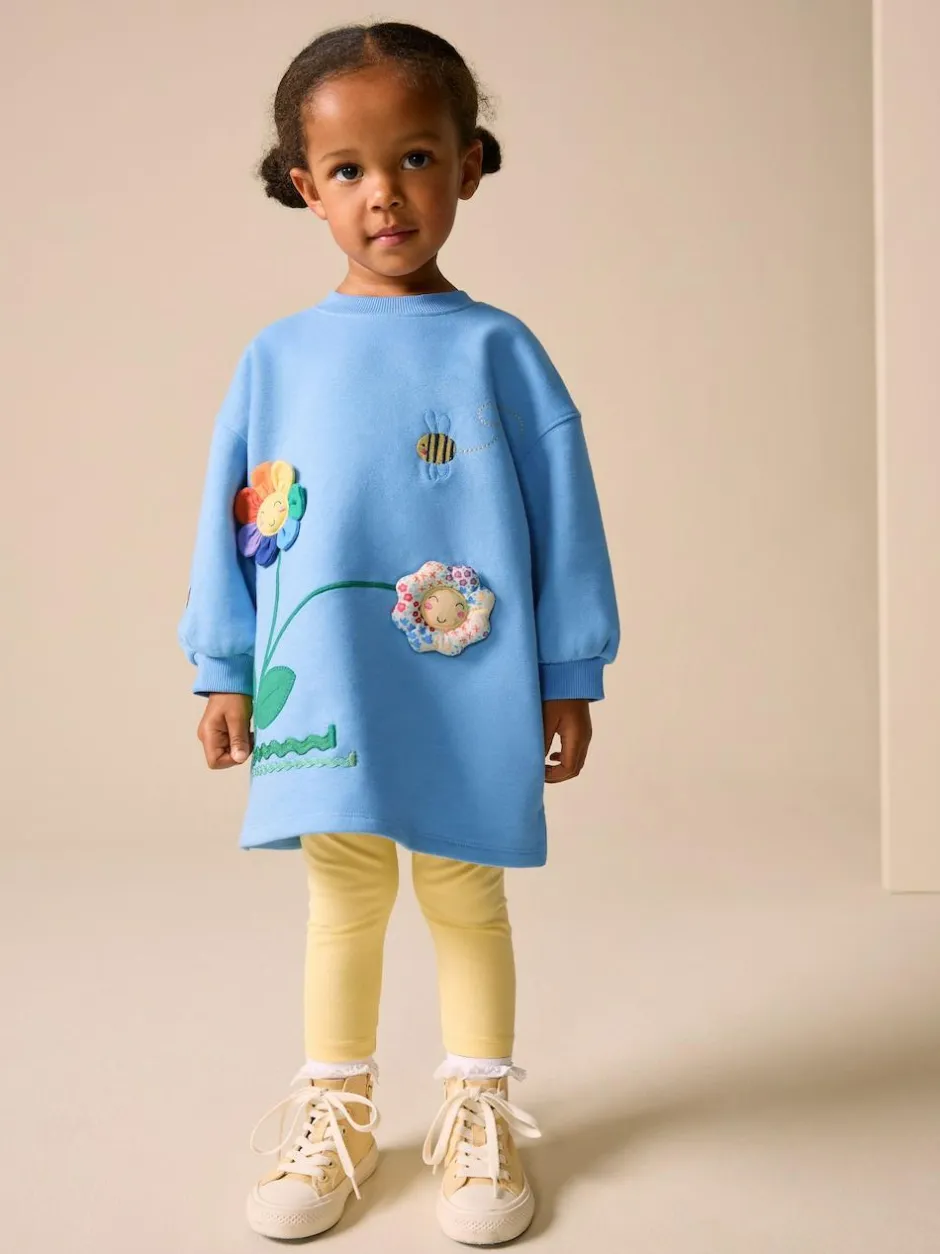 Next Relaxed Sweat Dress (3mths-7yrs) Blue Flower Hot