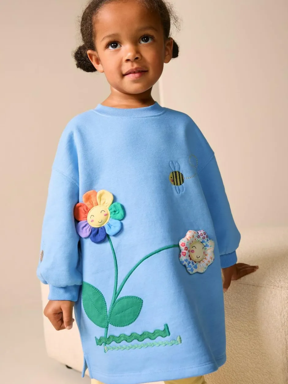 Next Relaxed Sweat Dress (3mths-7yrs) Blue Flower Hot