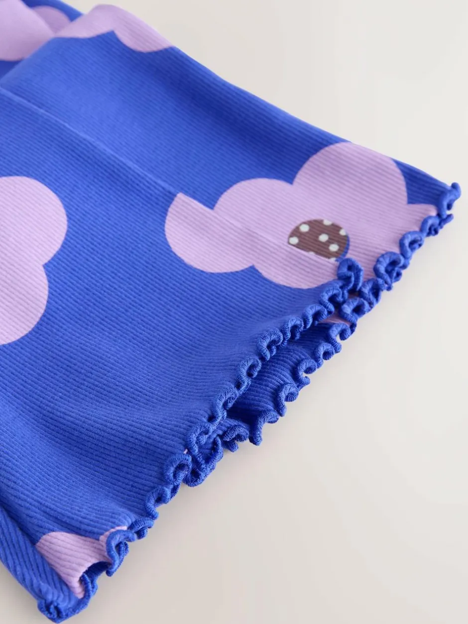 Next Blue Flower Rib Flare Leggings (3mths-7yrs) Discount
