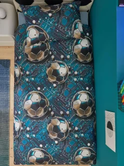 Next Blue Football Duvet Cover and Pillowcase Set Sale