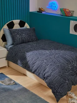 Next Blue Football Duvet Cover and Pillowcase Set Sale