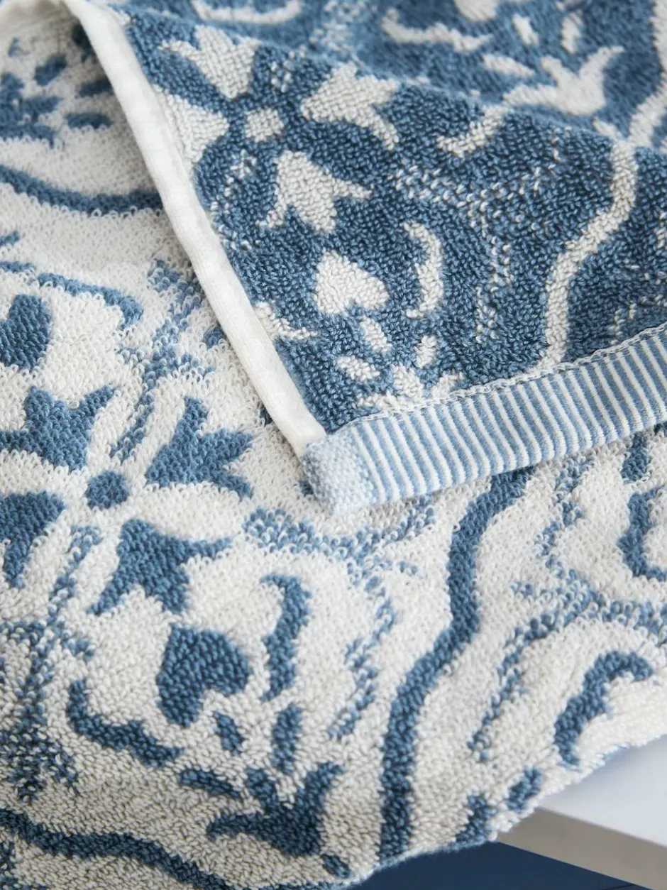Next Blue Geo Tile 100% Cotton Towel Clearance