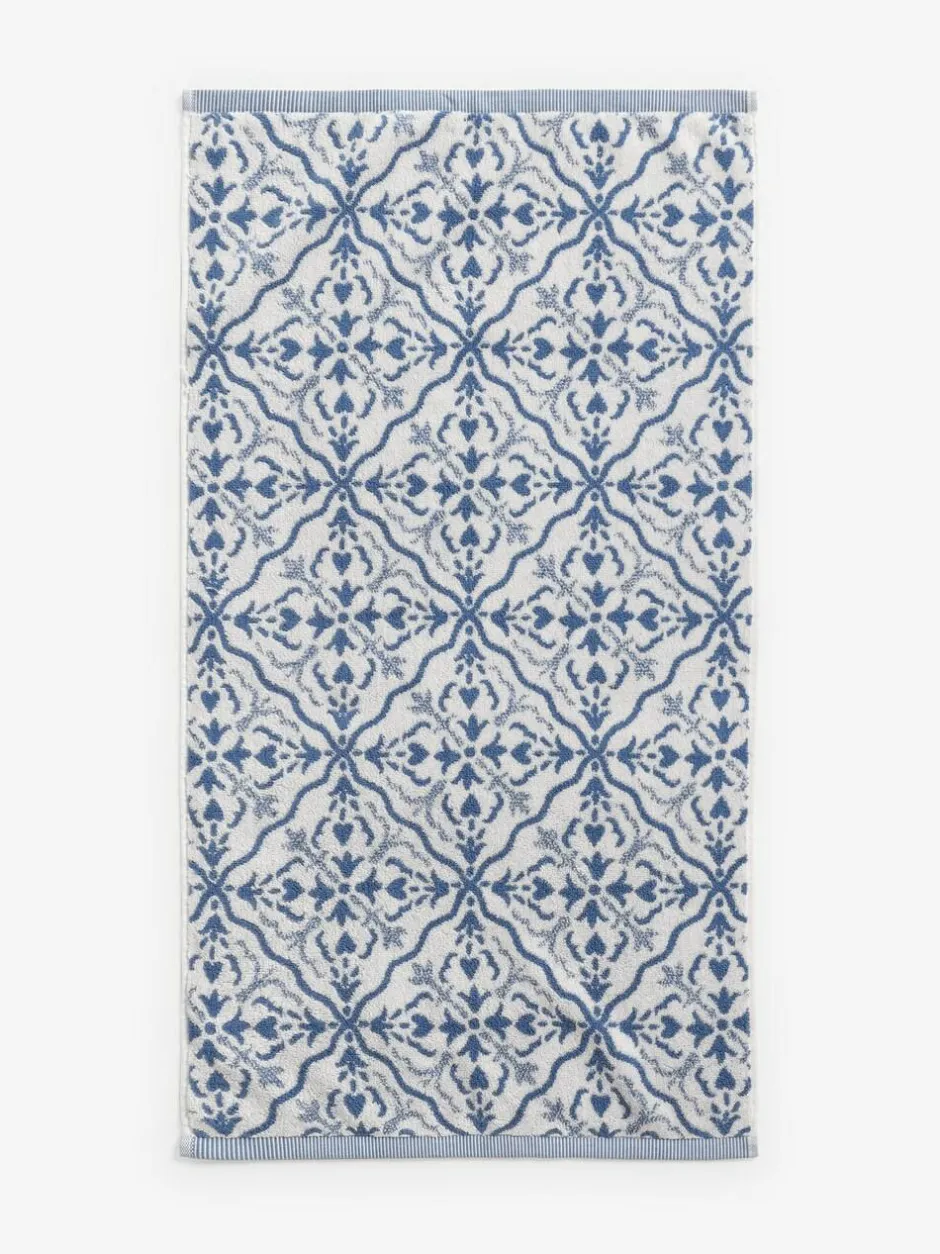 Next Blue Geo Tile 100% Cotton Towel Clearance