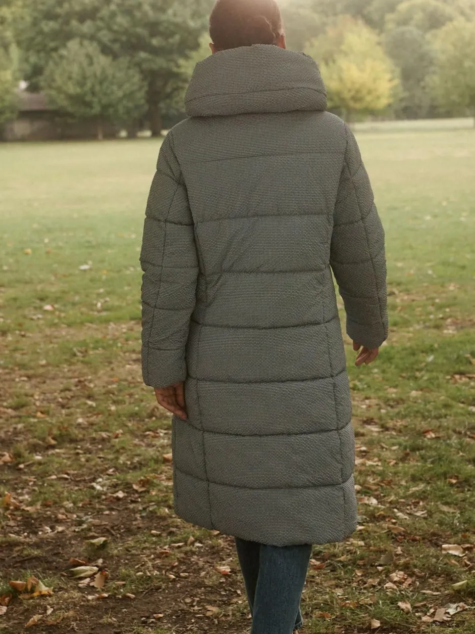 Next Blue Gingham Shower Resistant Padded Hooded Longline Coat Online