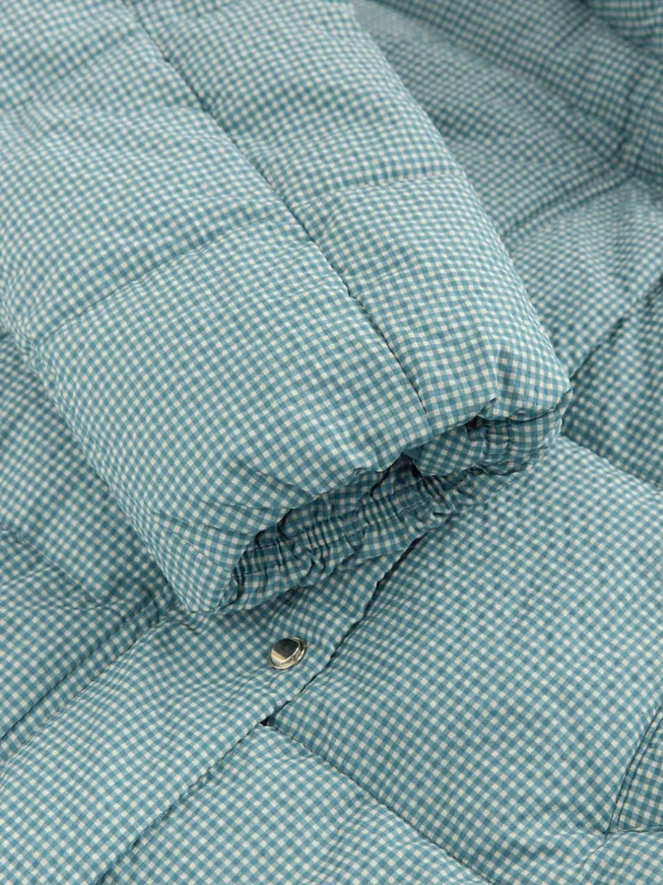 Next Blue Gingham Shower Resistant Padded Hooded Longline Coat Online