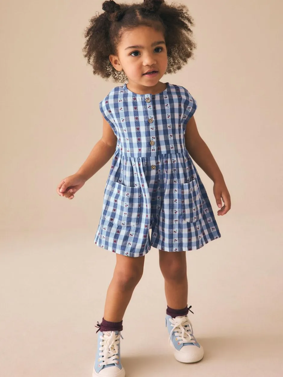 Next Trapeze Playsuit (3mths-7yrs) Blue Gingham New