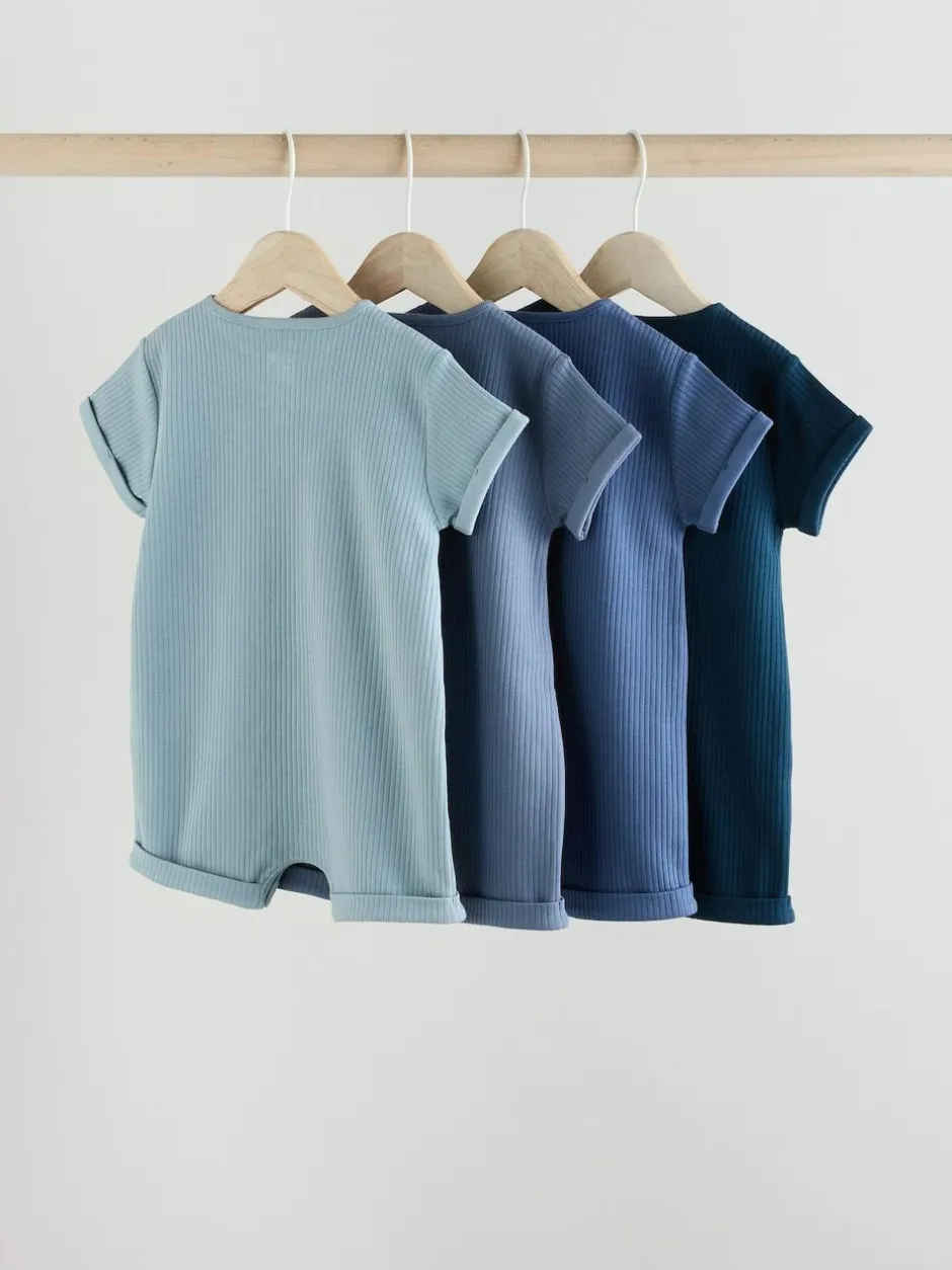 Next Grandad Button Neck 4 Pack Baby Rompers Blue Sale
