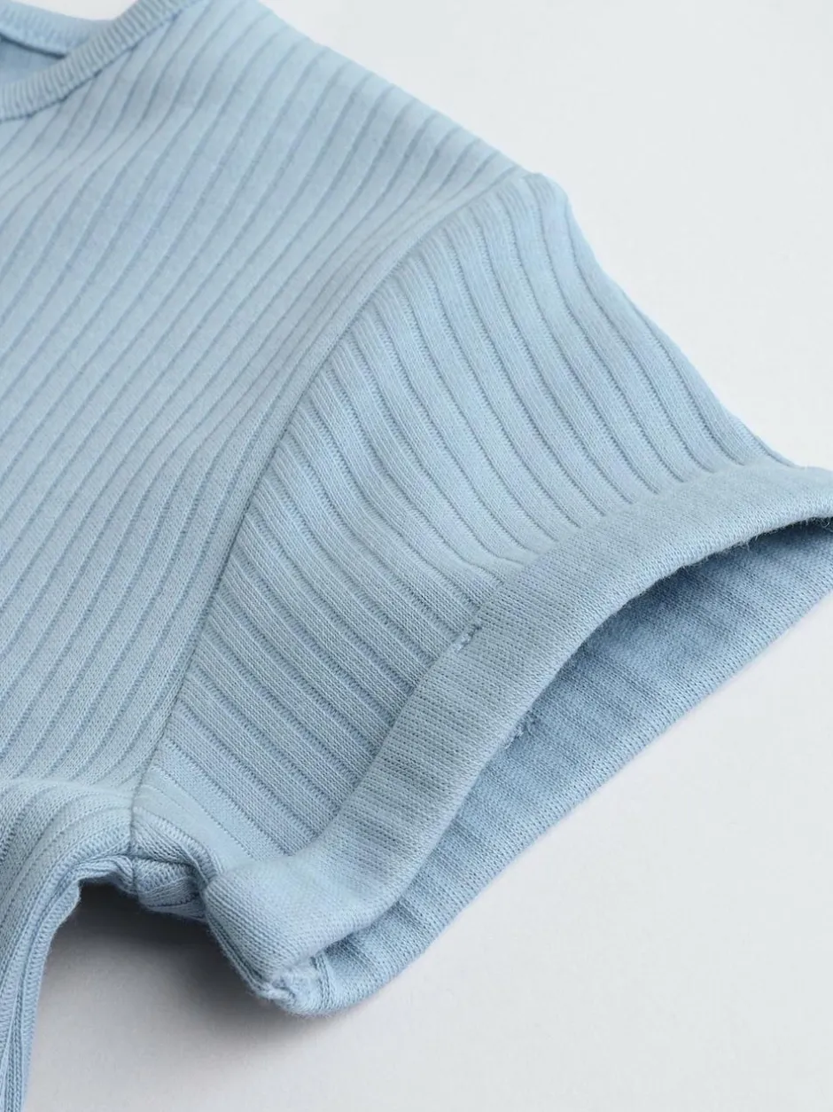 Next Grandad Button Neck 4 Pack Baby Rompers Blue Sale