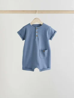 Next Grandad Button Neck 4 Pack Baby Rompers Blue Sale