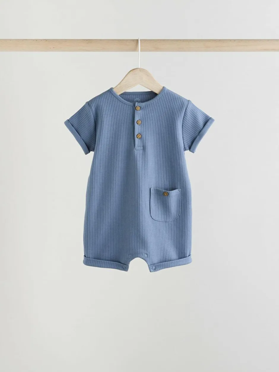 Next Grandad Button Neck 4 Pack Baby Rompers Blue Sale