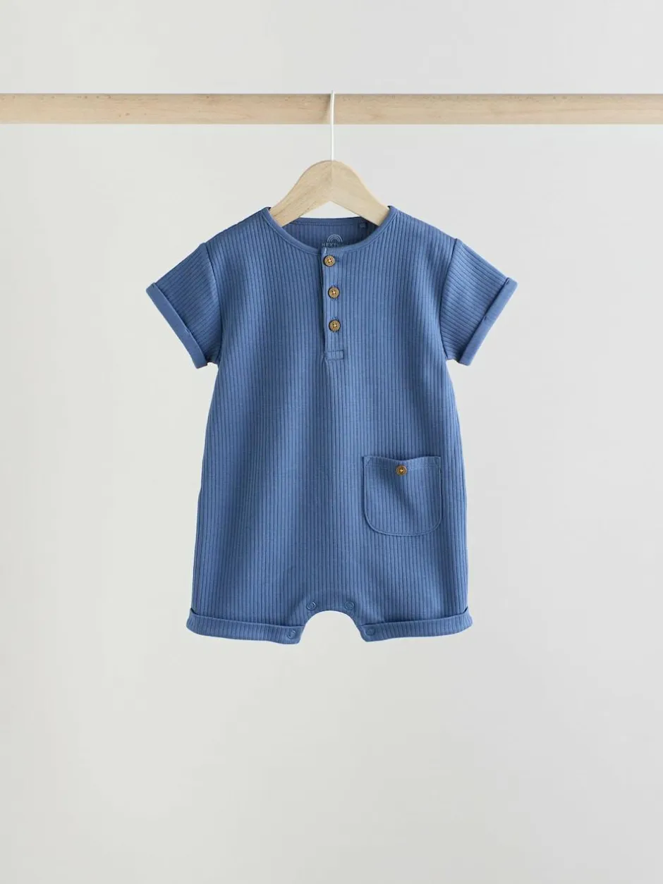 Next Grandad Button Neck 4 Pack Baby Rompers Blue Sale