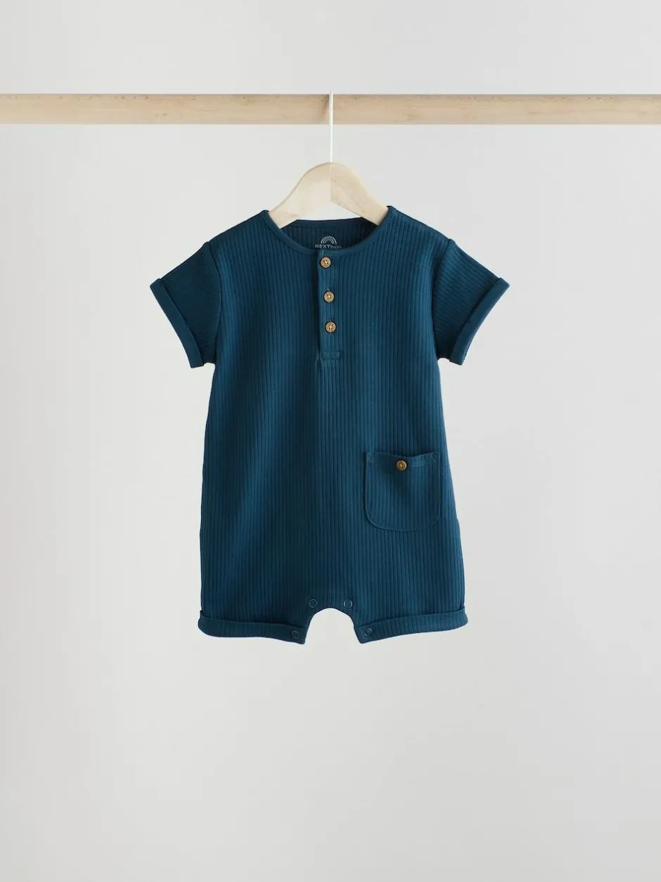 Next Grandad Button Neck 4 Pack Baby Rompers Blue Sale