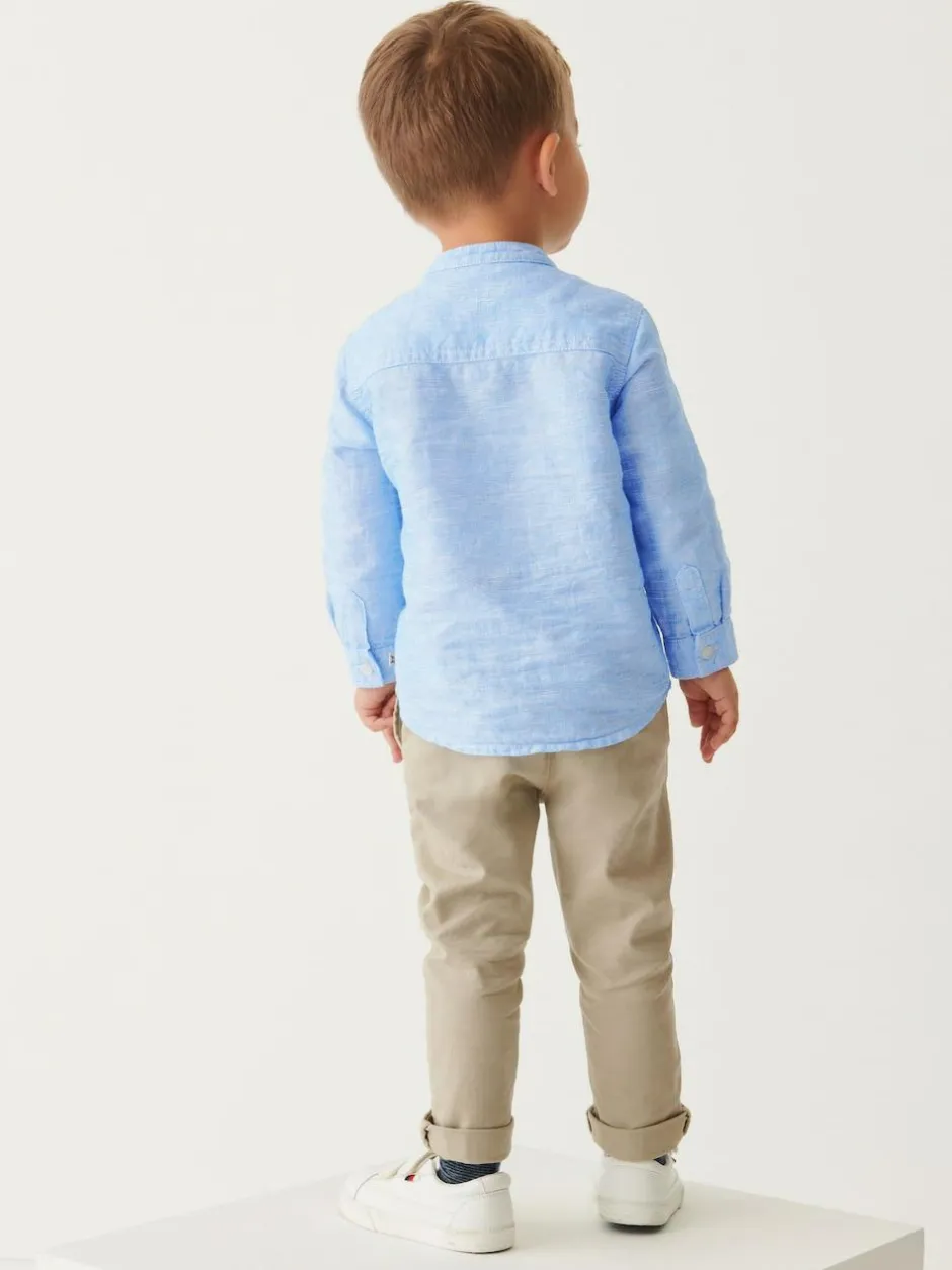 Next Grandad Collar Linen Mix Shirt (3mths-7yrs) Blue Outlet