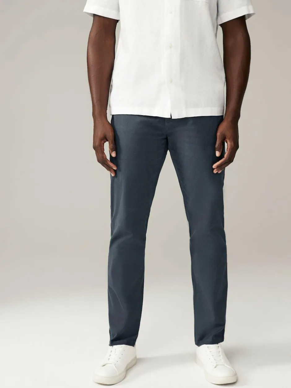 Next Blue Grey Mid Slim Fit Stretch Chinos Trousers Sale