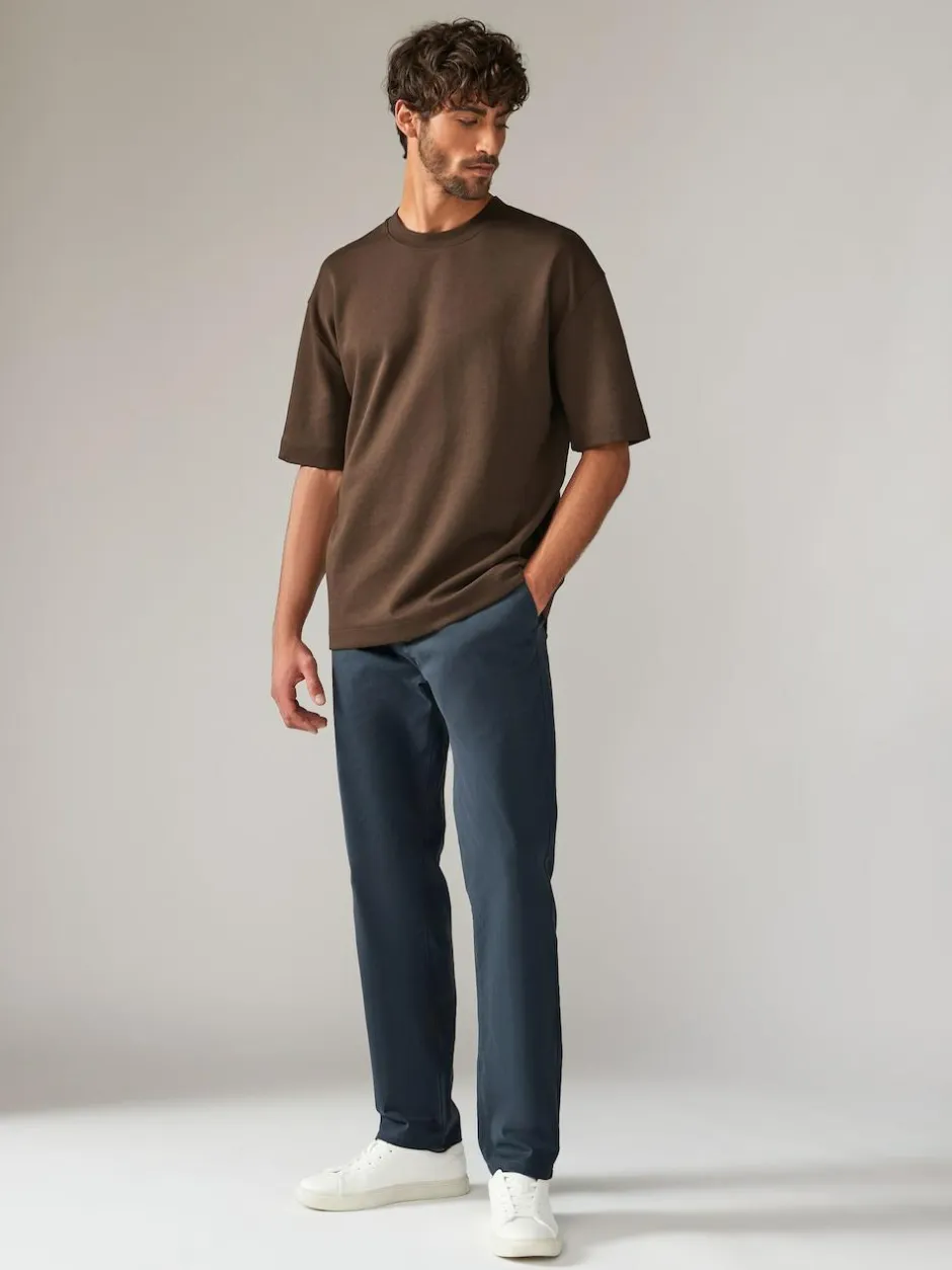Next Blue Grey Mid Straight Fit Stretch Chinos Trousers Clearance