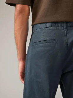 Next Blue Grey Mid Straight Fit Stretch Chinos Trousers Clearance
