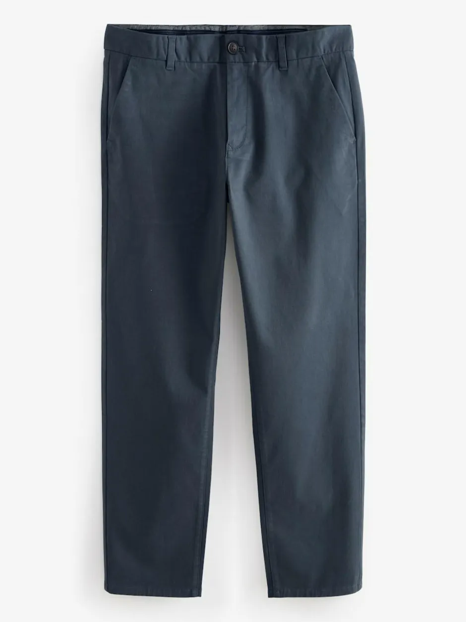 Next Blue Grey Mid Straight Fit Stretch Chinos Trousers Clearance