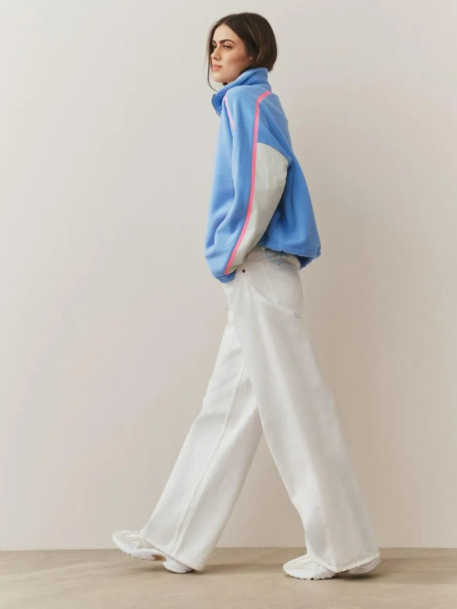 Next Half Zip Fleece with Colourblock Panels Blue Clearance