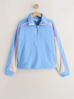 Next Half Zip Fleece with Colourblock Panels Blue Clearance