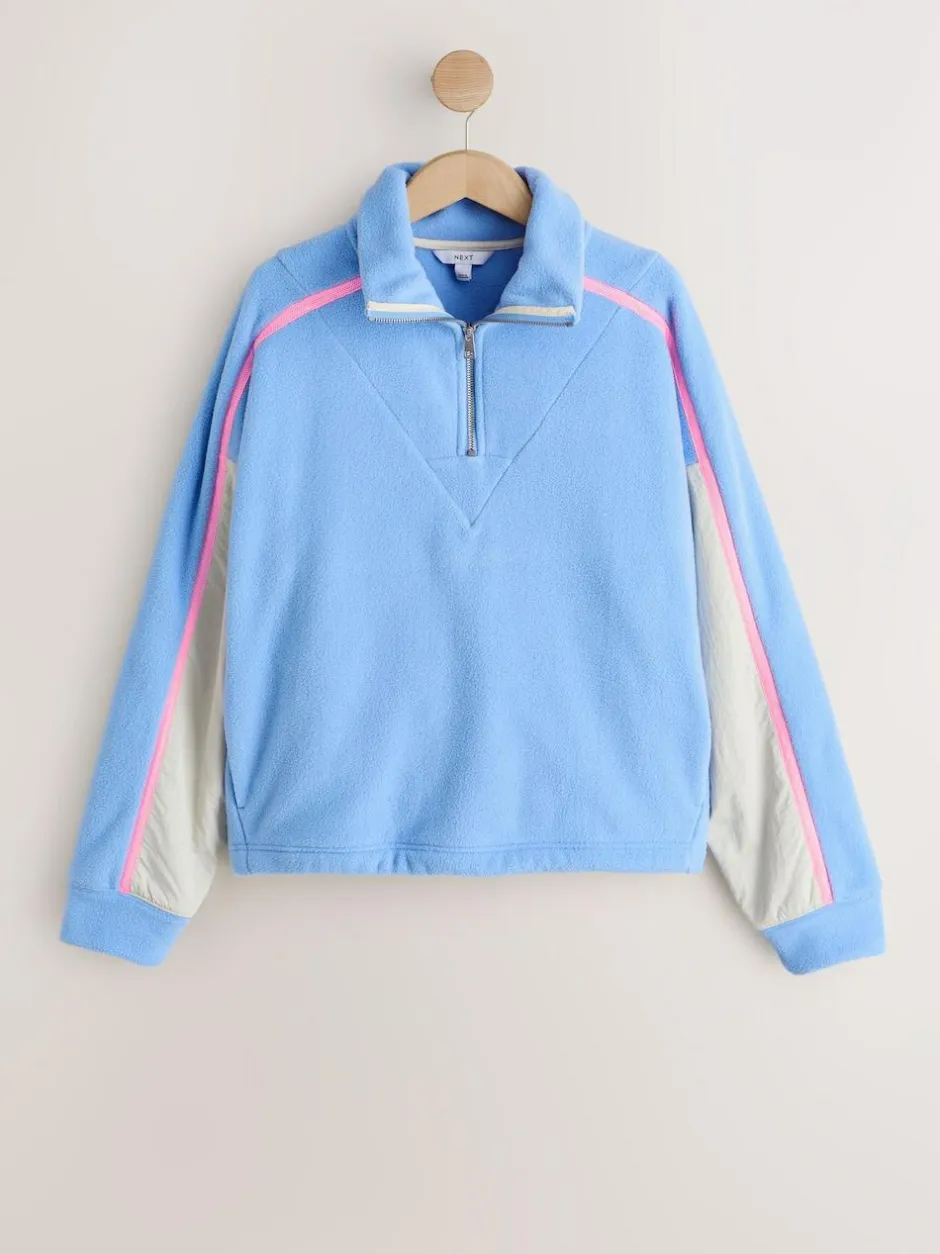 Next Half Zip Fleece with Colourblock Panels Blue Clearance