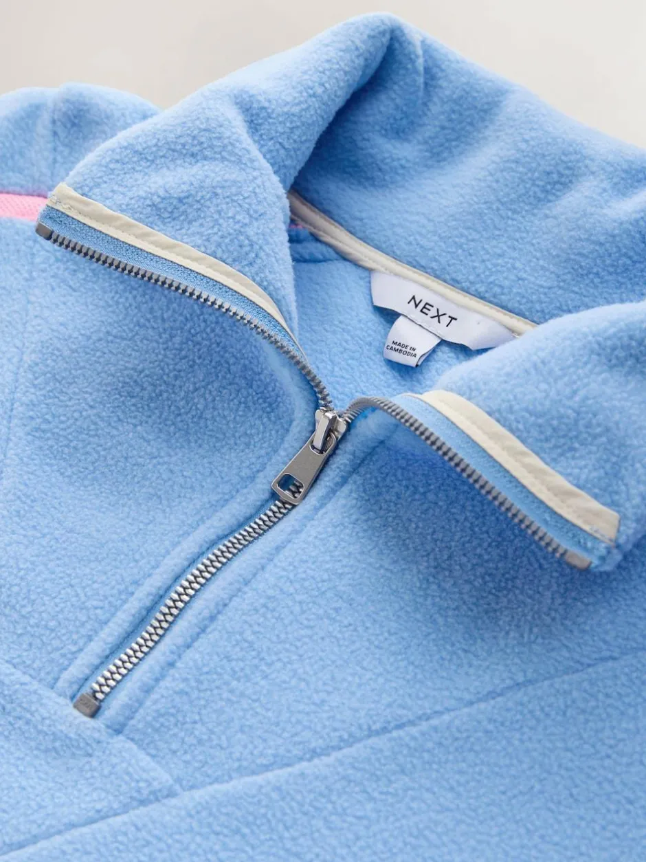 Next Half Zip Fleece with Colourblock Panels Blue Clearance