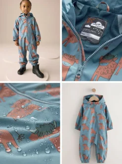 Next Blue Hamish Print Waterproof Fleece Lined Puddlesuit (3mths-7yrs) Best