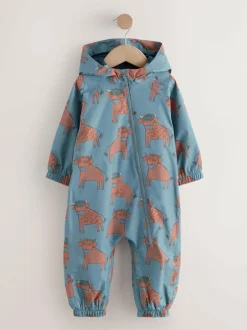 Next Blue Hamish Print Waterproof Fleece Lined Puddlesuit (3mths-7yrs) Best